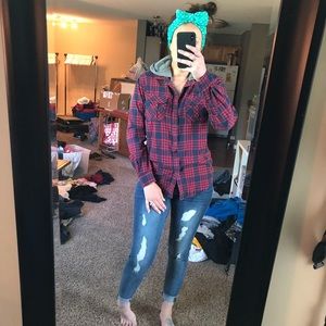 Forever 21 Men Hooded Flannel